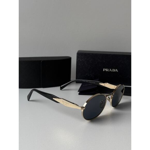 NEW Prada PR65ZS Oval Sunglasses in Gold Grey Lens main image 5